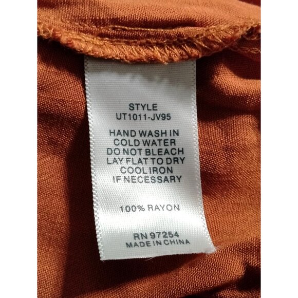 One Love Clothing Womens Orange Smocked Crop Top M Button-Down Short Sleeves - Picture 7 of 7